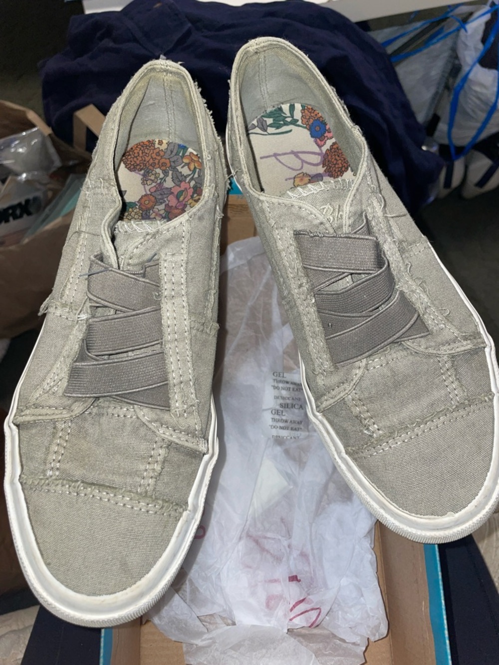 Blowfish Malibu Marley Light Gray Wash Slip-On Canvas Sneakers